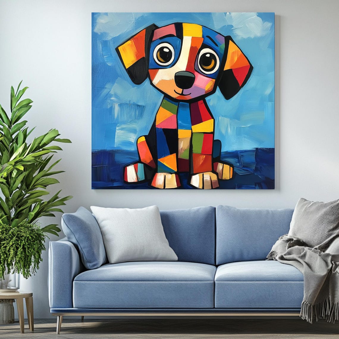 Geometric Dog Art Print, Modern Minimalist Pet Decor - Image 2