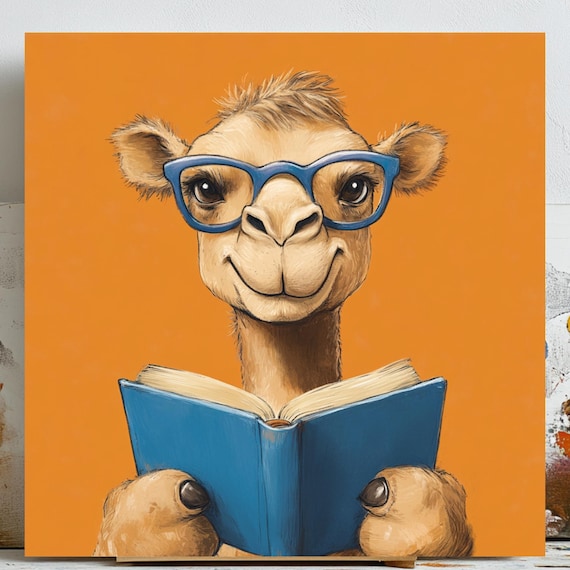 Camel With Glasses Poster, Funny Library Decor