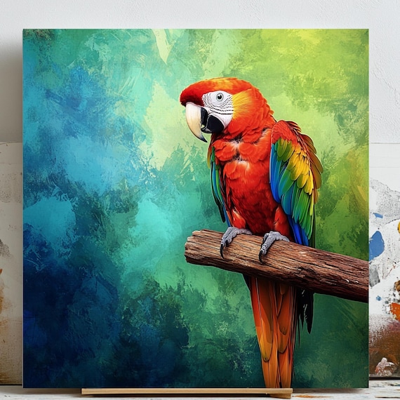 Macaw Wall Art Poster, Tropical Bird Nursery Decor