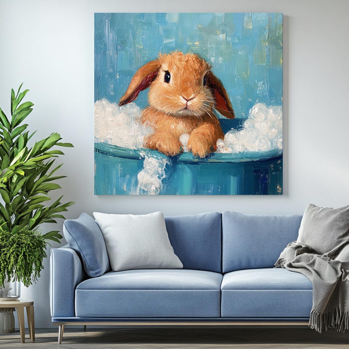 Rabbit In Bathtub Poster, Bathroom Nursery Decor - Image 2