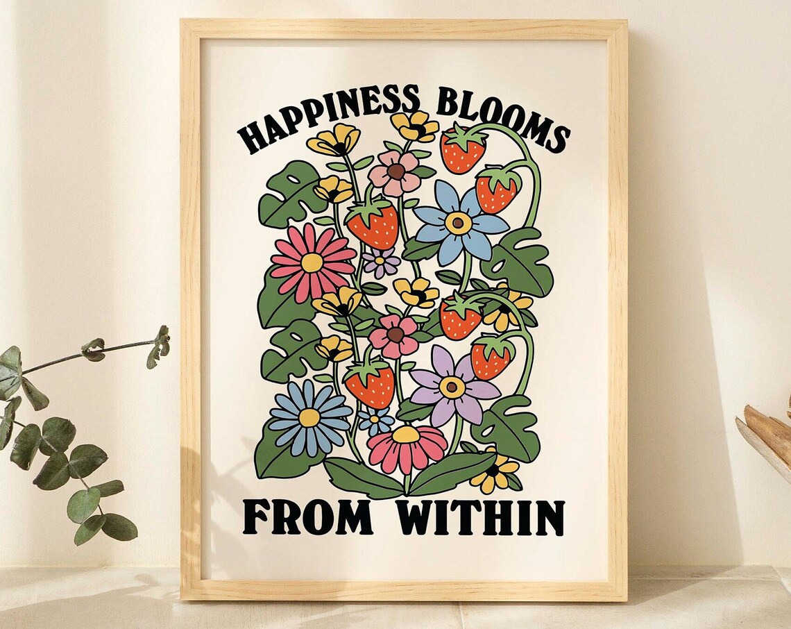 Retro Wildflower Botanical Print, Flower Market Poster
