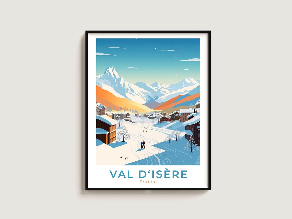 Val d'Isere France Ski Village Snowy Slopes Alpine Travel Poster