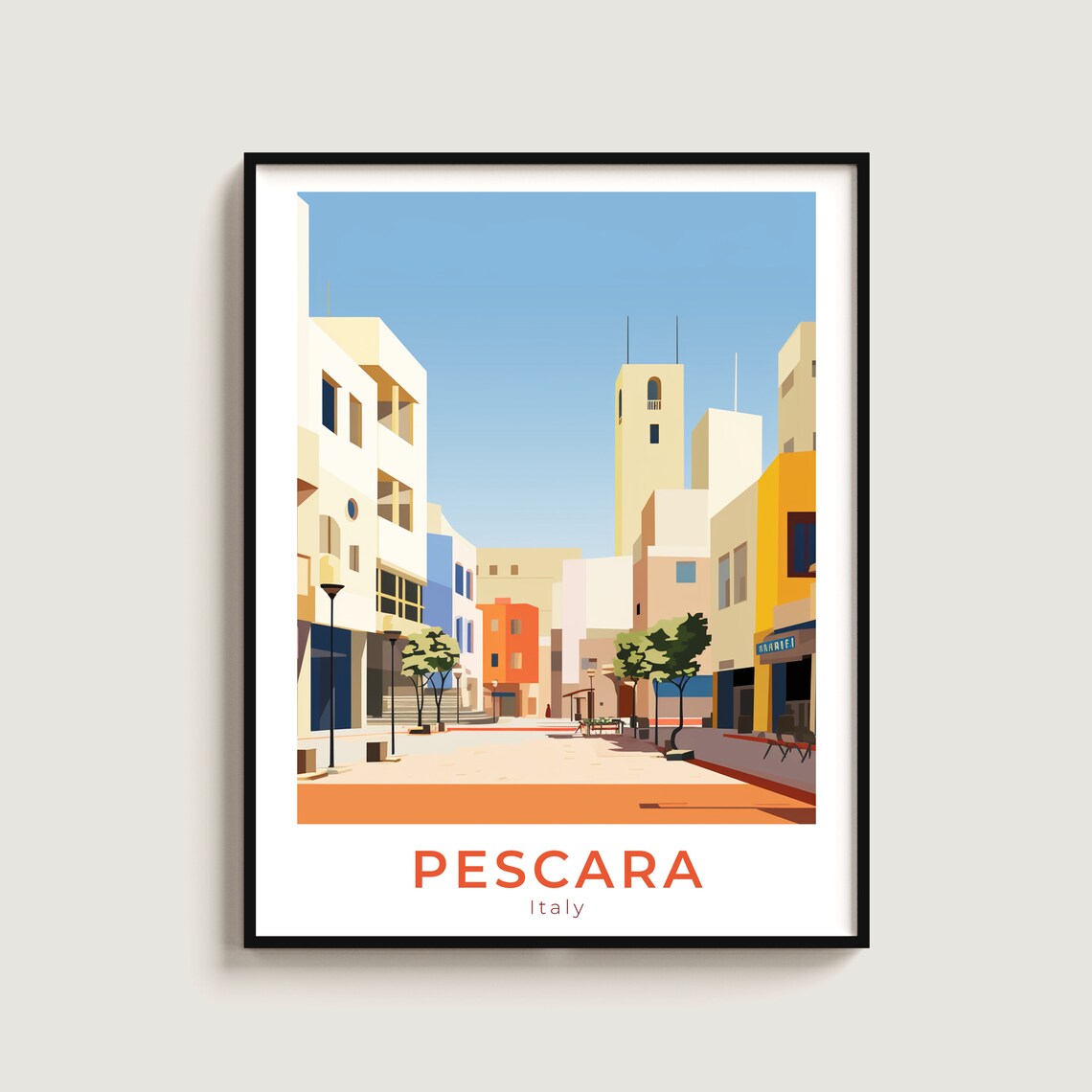 Pescara Italy Modern Street Warm Beige Buildings Adriatic Coast Poster