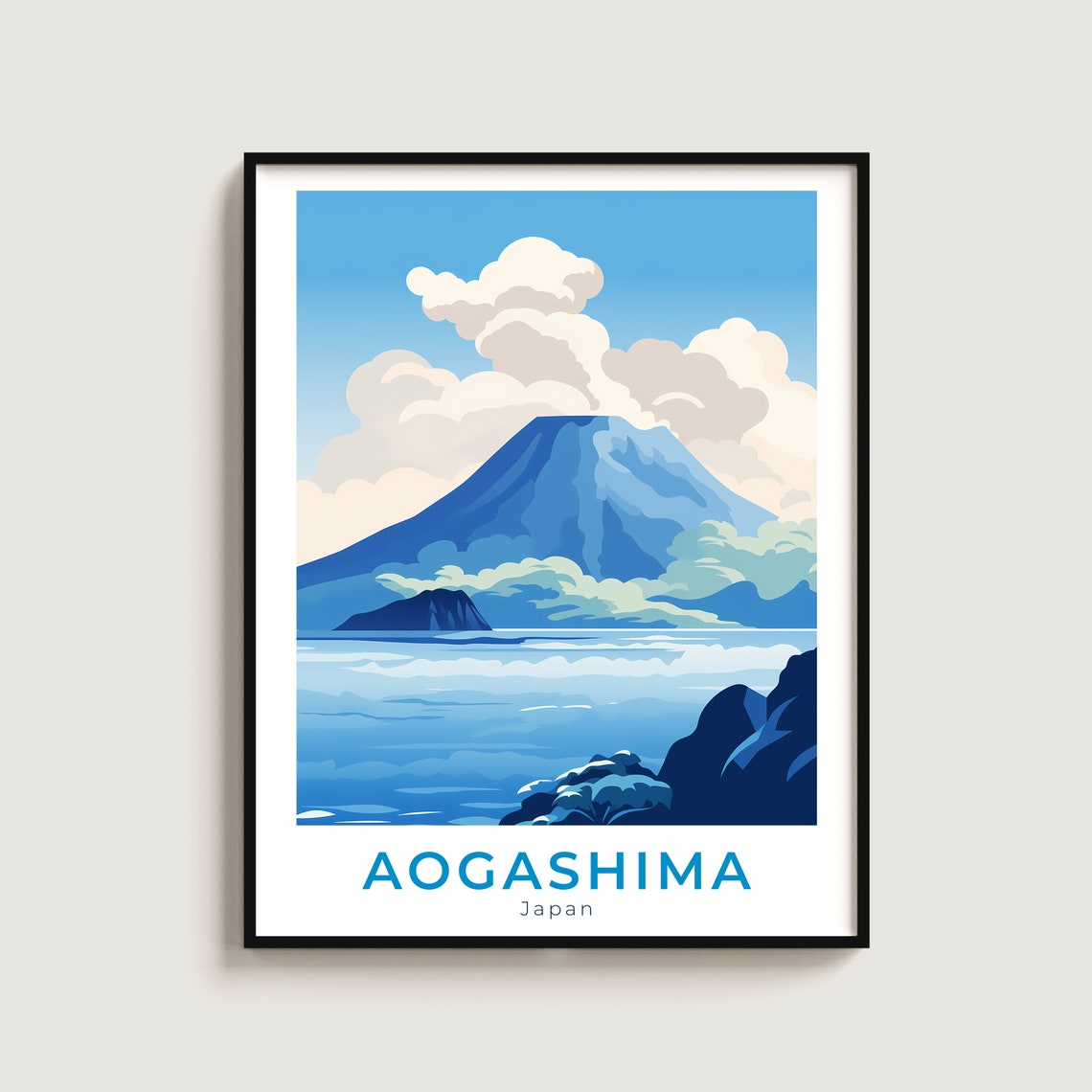 Aogashima Japan Volcanic Island Over the Sea Dramatic Clouds Poster