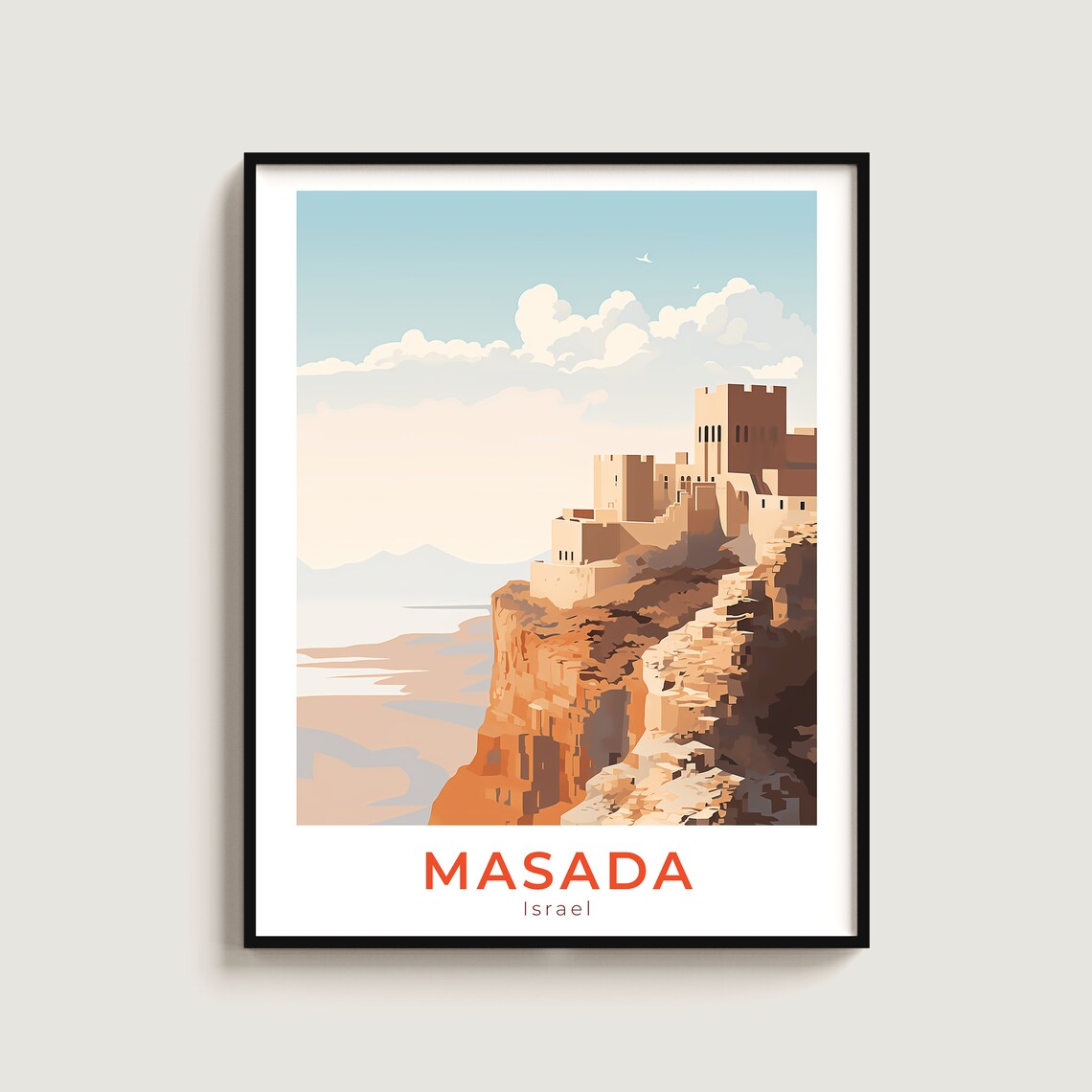 Masada Israel Ancient Desert Fortress Dead Sea Cliff View Poster