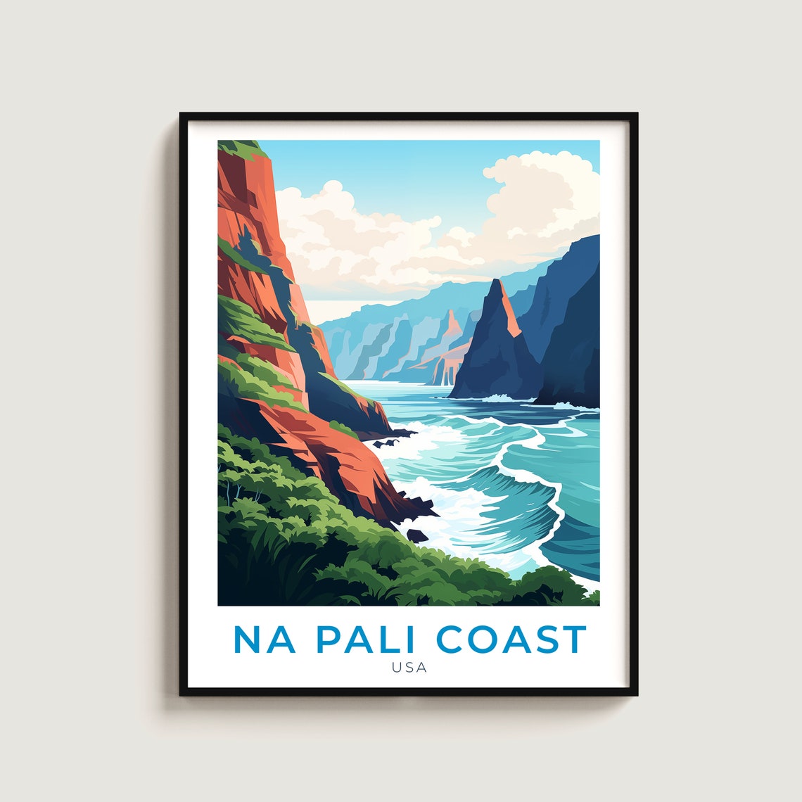 Na Pali Coast Kauai Dramatic Sea Cliffs Ocean Waves Hawaii Poster