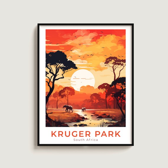 Kruger Park South Africa Sunset Safari Elephant Savanna Poster