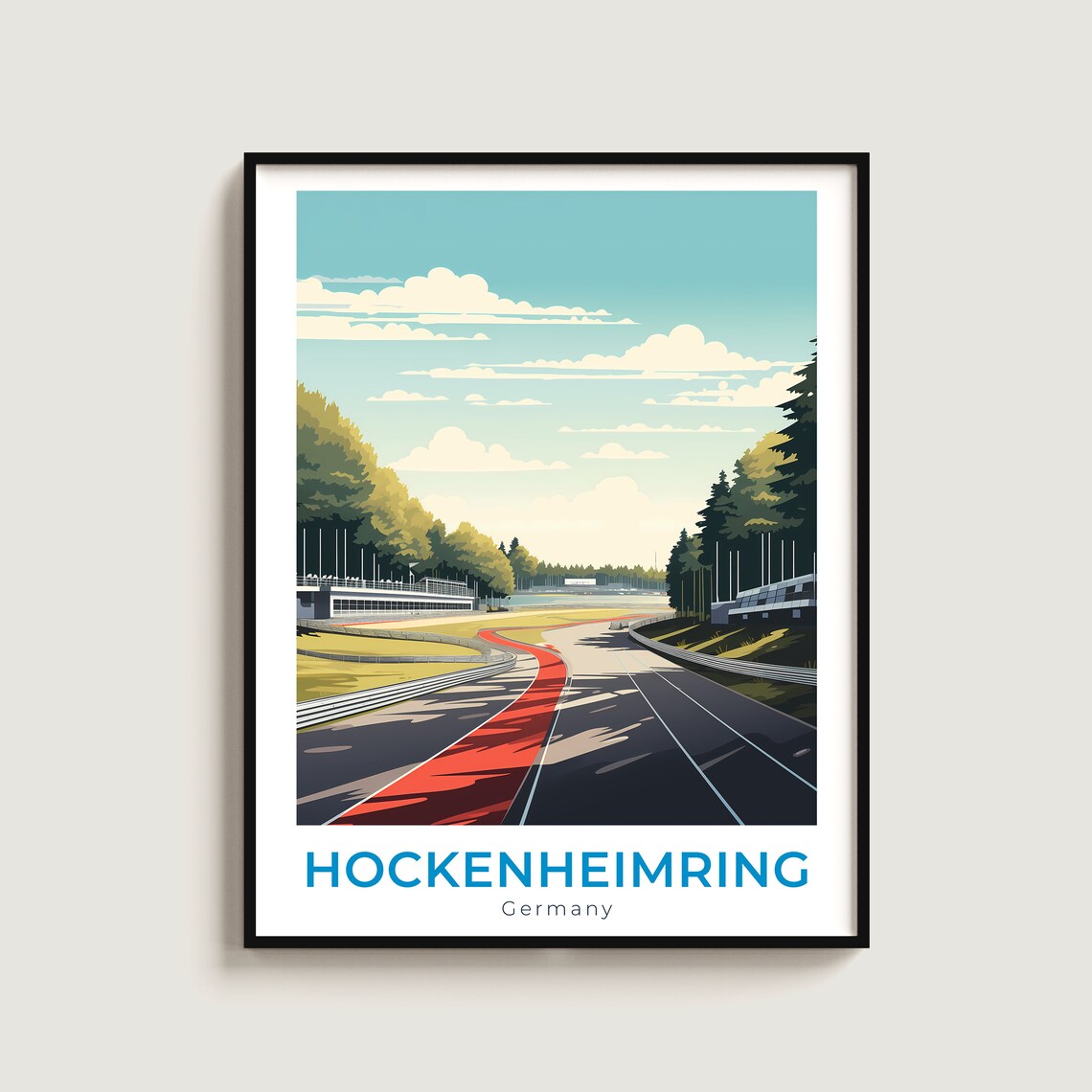 Hockenheimring Race Track Forest Illustration Travel Poster Gift