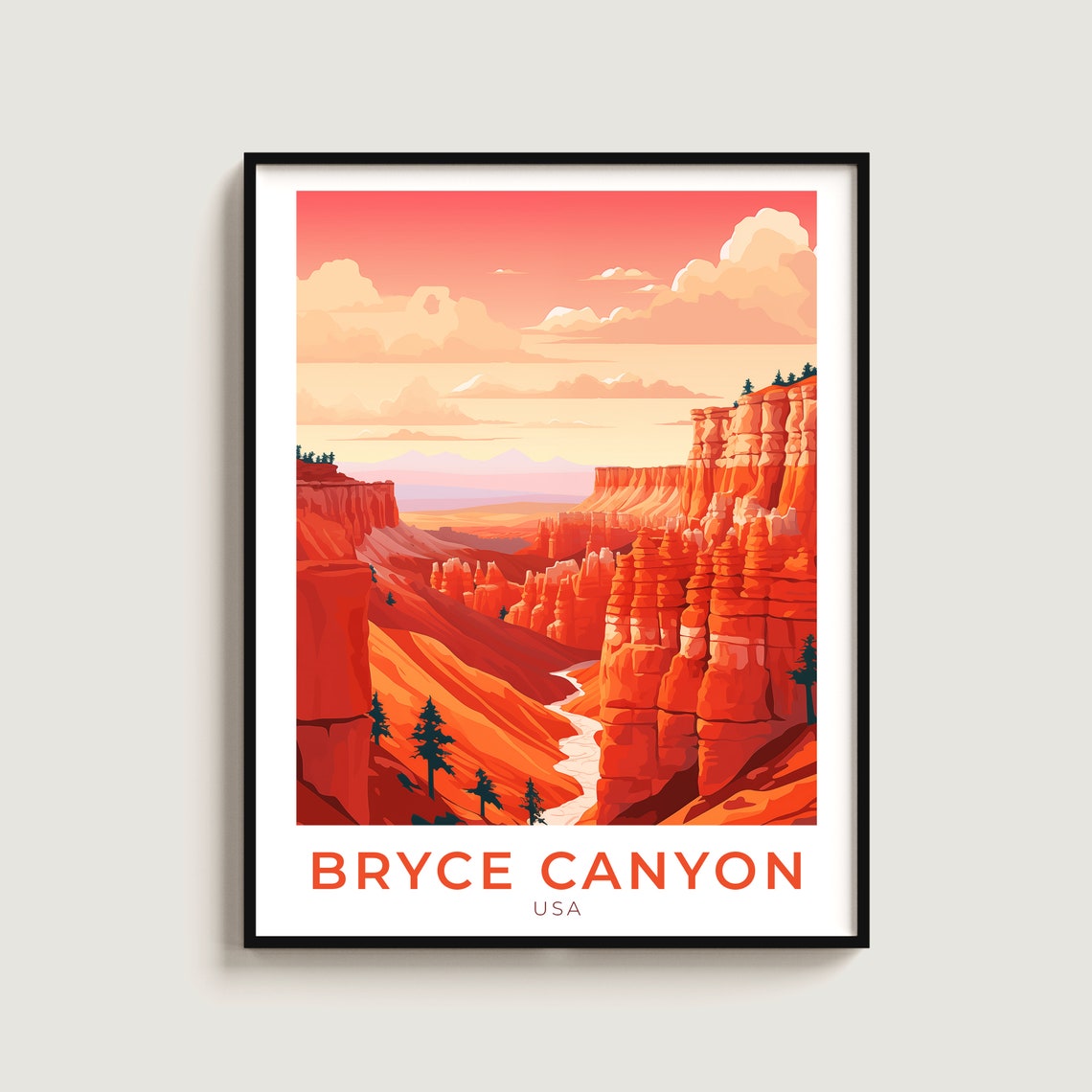 Bryce Canyon USA Red Rock Hoodoo Sunset Amphitheater Travel Poster