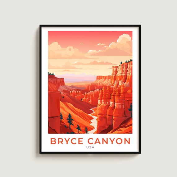 Bryce Canyon USA Red Rock Hoodoo Sunset Amphitheater Travel Poster