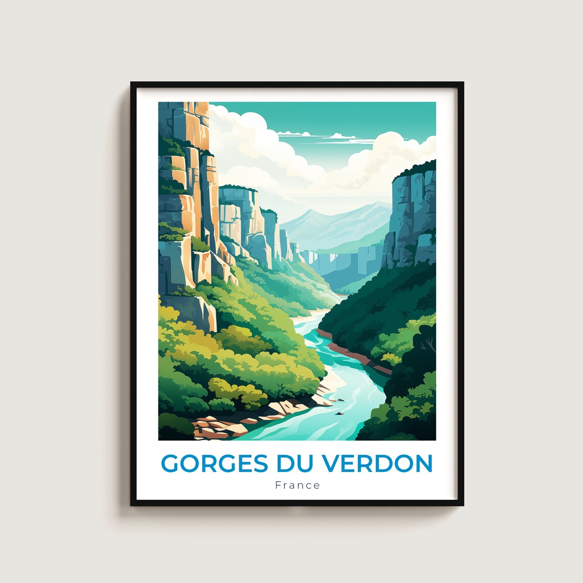Gorges du Verdon France Emerald River Canyon Cliffs Travel Poster