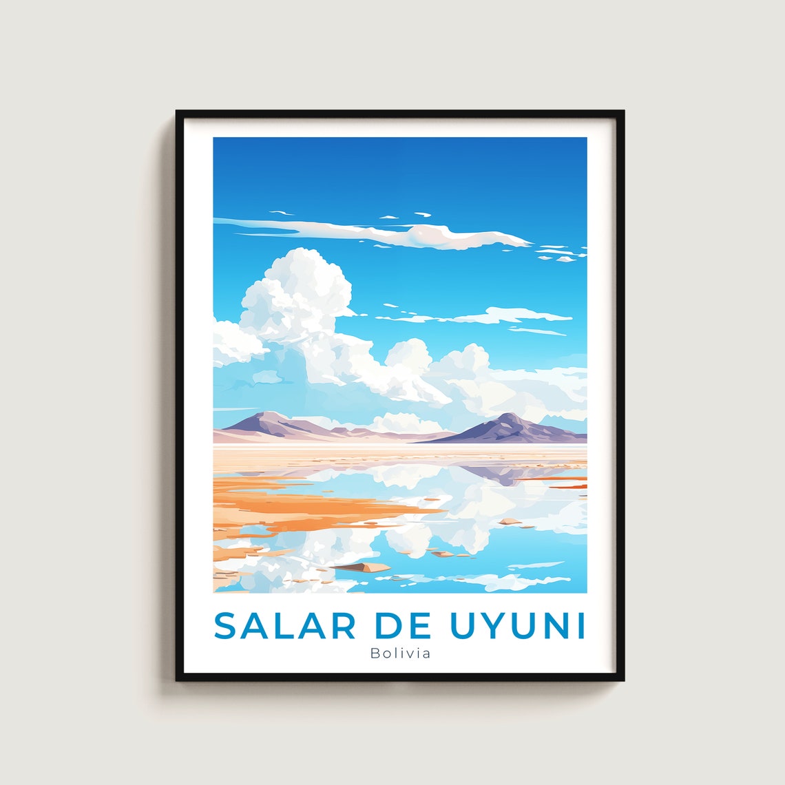 Salar de Uyuni Bolivia Salt Flat Mirror Cloud Sky Scene Poster
