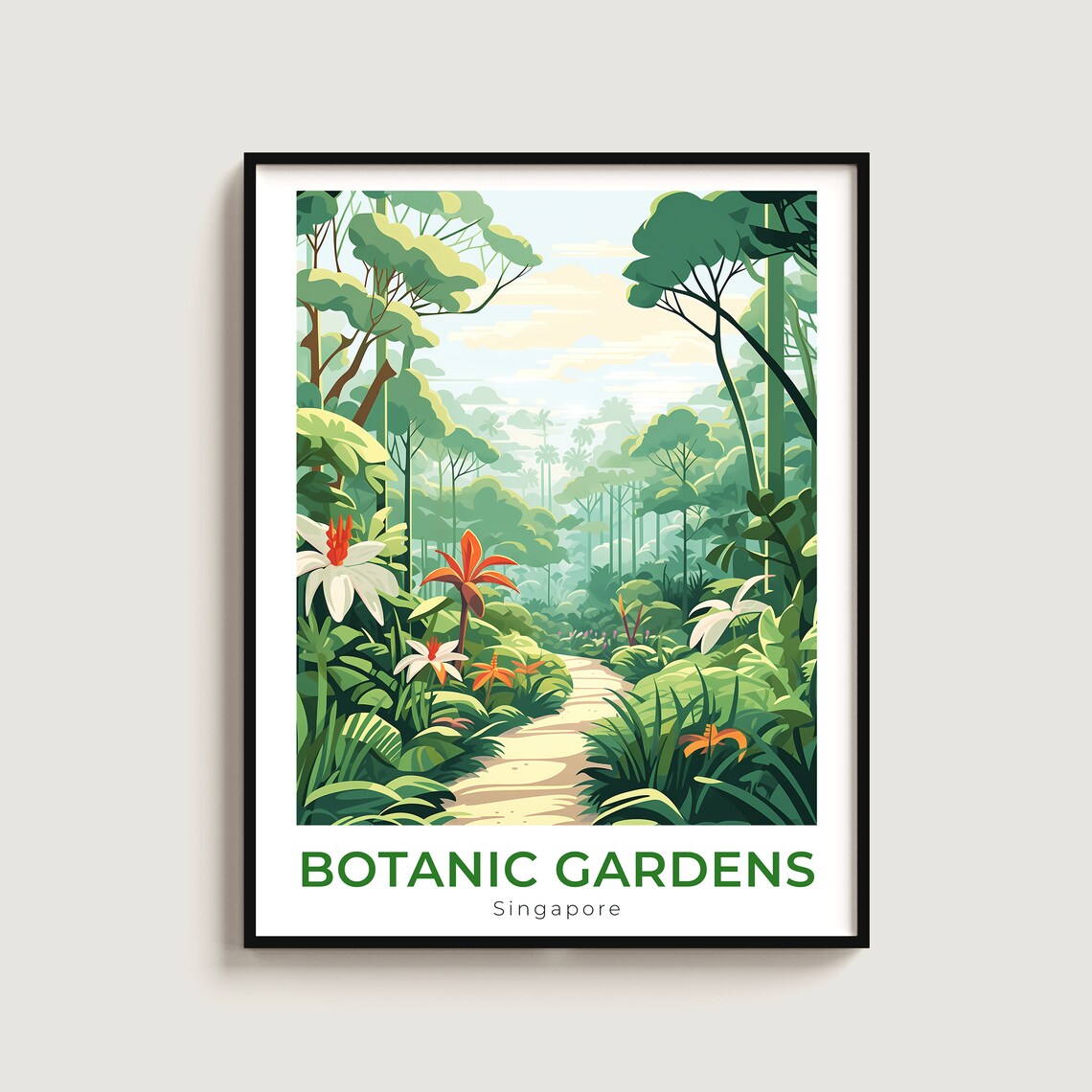 Singapore Botanic Gardens Tropical Jungle Path Travel Poster
