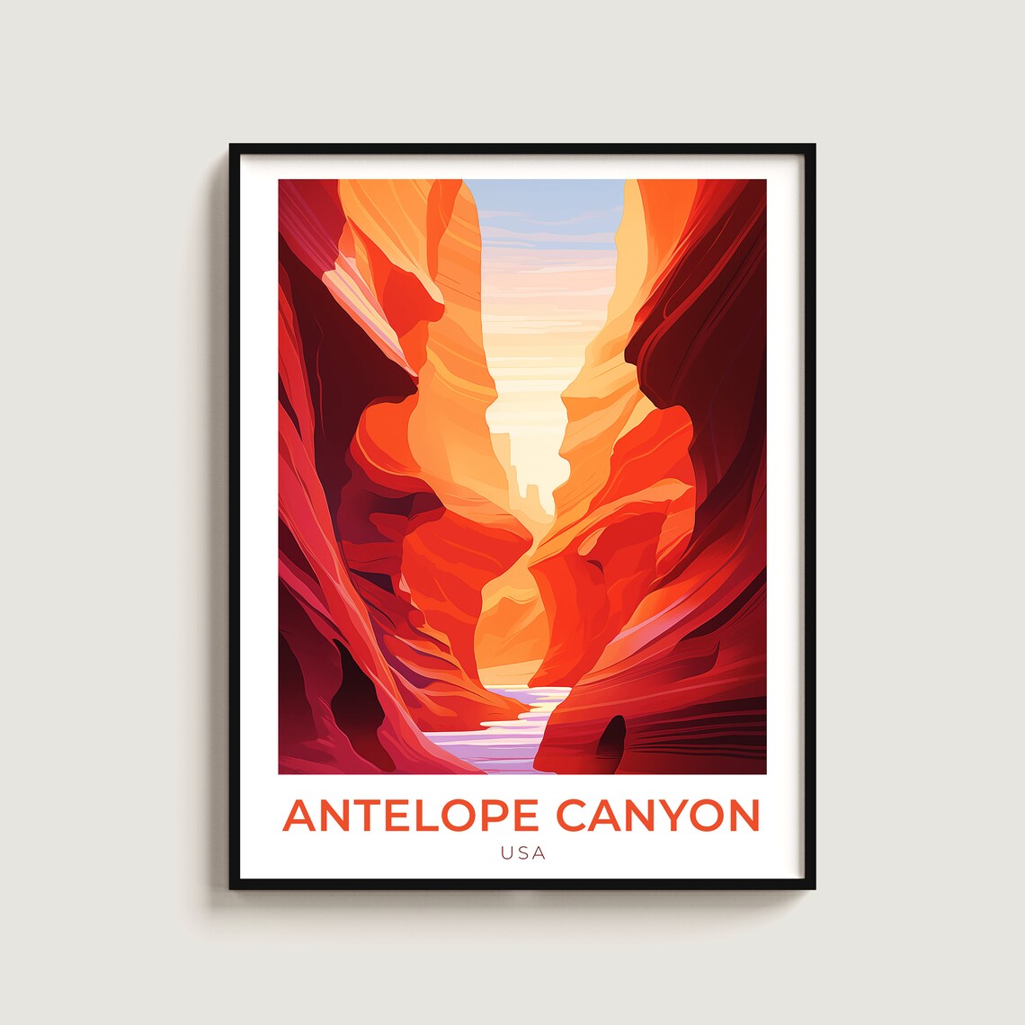 Antelope Canyon USA Red Slot Canyon Light Beam Desert Art Poster