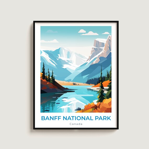 Banff National Park Canada Turquoise Lake Peak Travel Poster