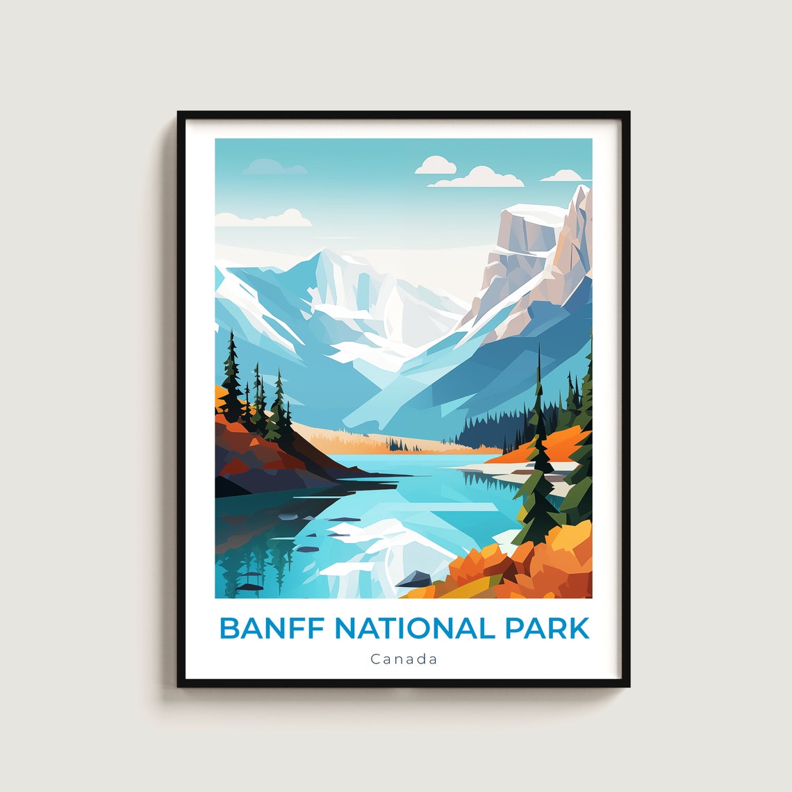 Banff National Park Canada Turquoise Lake Peak Travel Poster