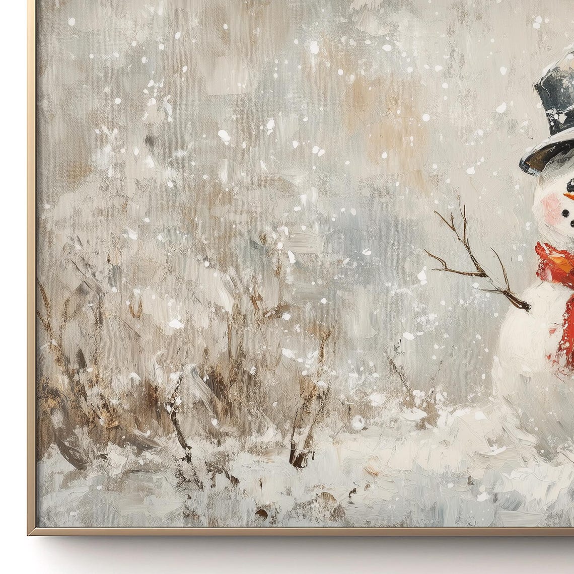 Cute Snowman Top Hat Red Scarf Falling Snow Holiday Winter Poster - Image 3