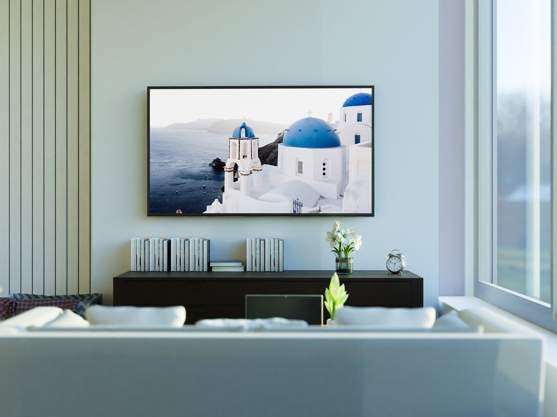 Santorini Greece Oia Blue Domes Over Caldera Sea View Travel Poster - Image 3