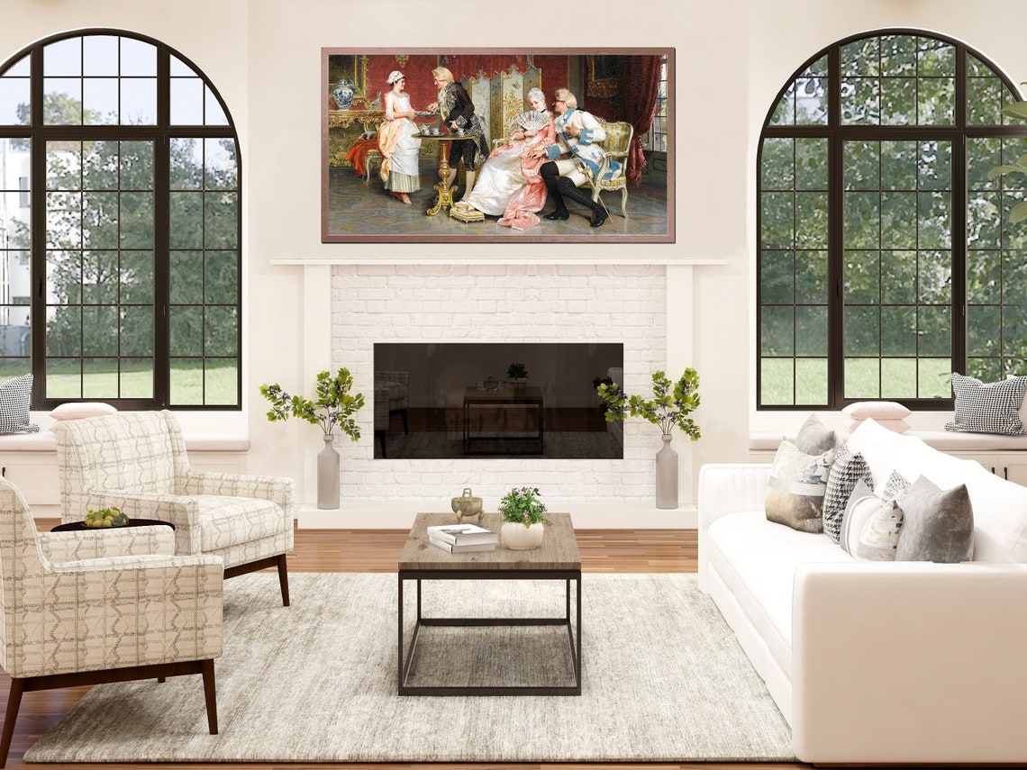 Vintage Art File For Frame Tv Afternoon Tea Victorian Painting Art For Tv Frame Instant - Image 2