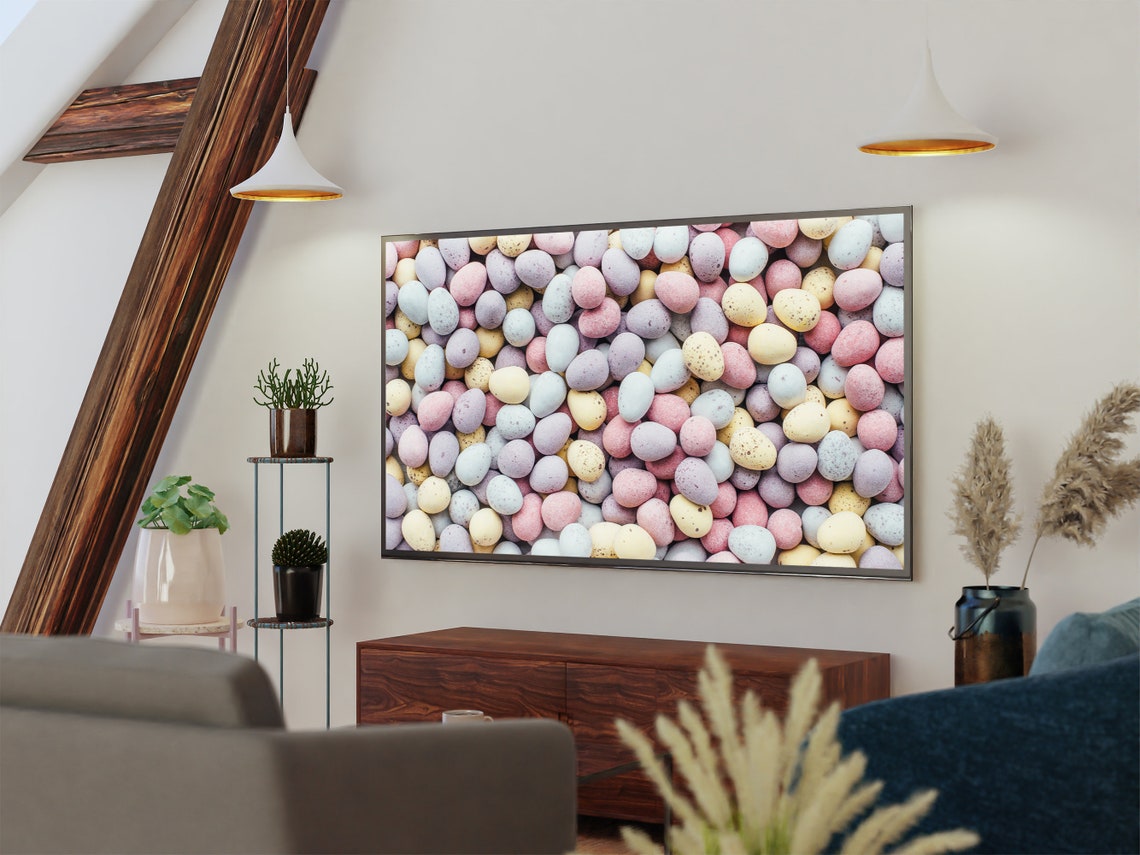 Pastel Easter Eggs Pattern Spring Mini Chocolate Eggs Photo Art Print - Image 2