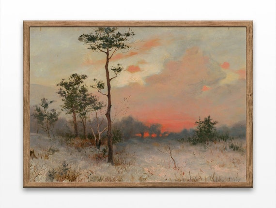 Paintings Of Sunset Vintage Landscape Art Sunset Artworks Home Decor Wall Art Wall Decor