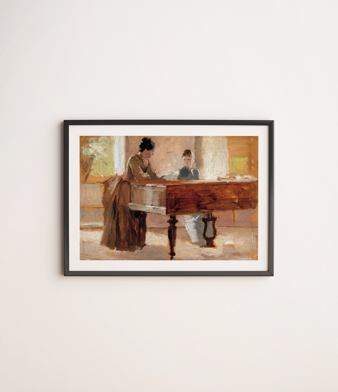 Woman At Grand Piano Vintage Oil Painting Classic Music Room Wall Poster - Image 3