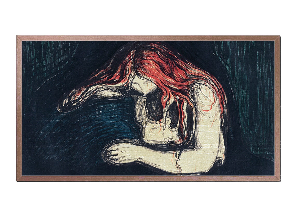 Edvard Munch The Vampire Red Haired Woman Embrace Expressionist Poster