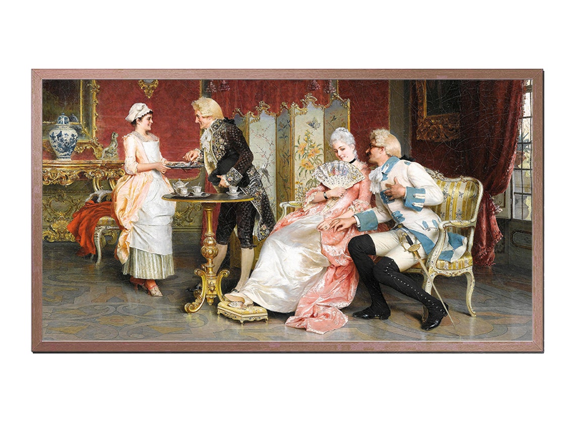 Vintage Art File For Frame Tv Afternoon Tea Victorian Painting Art For Tv Frame Instant