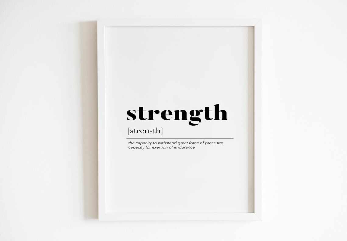 Strength Dictionary Definition Motivational Word Meaning Wall Art