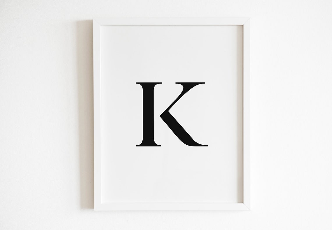 Letter K Bold Serif Monogram Initial Alphabet Minimalist Poster