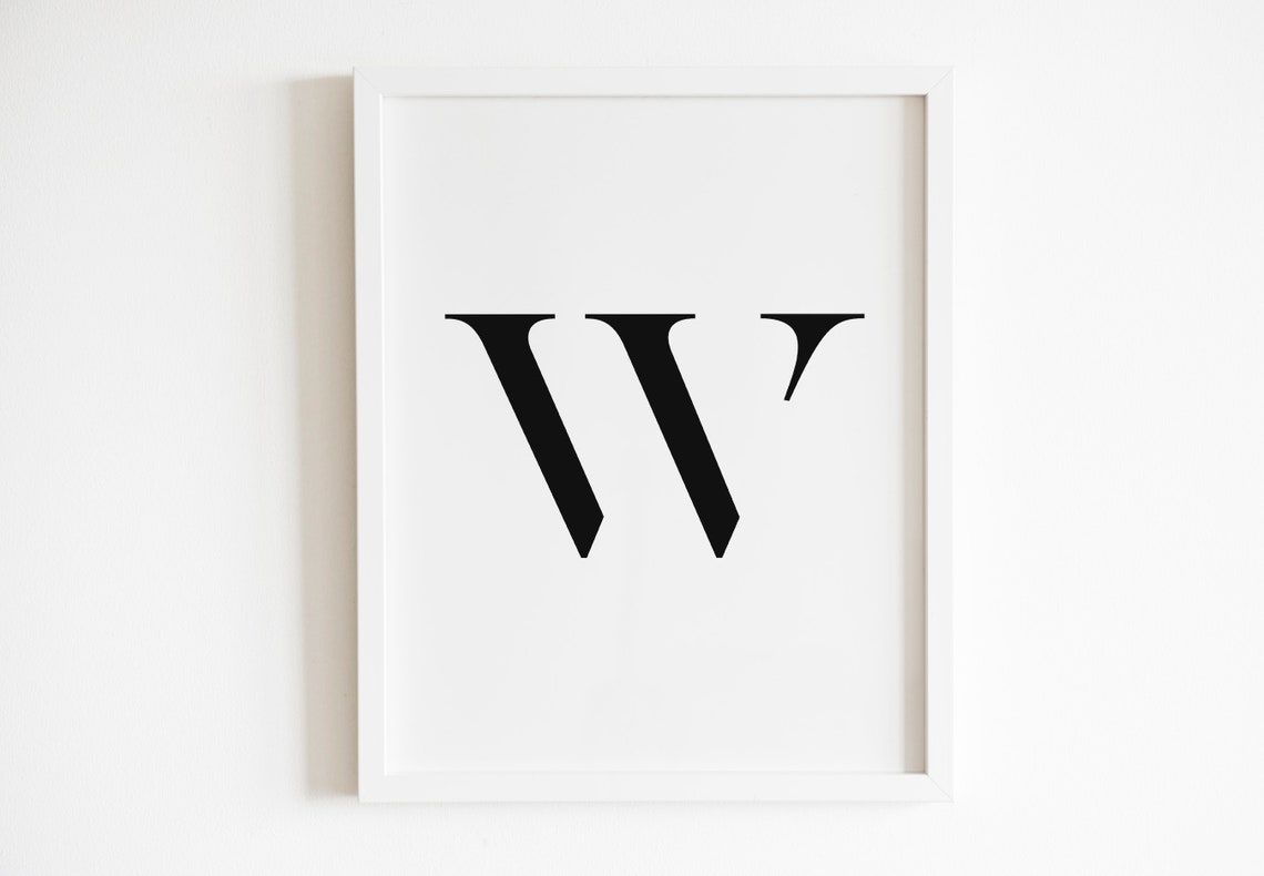 Letter W Bold Serif Monogram Initial Alphabet Minimalist Poster