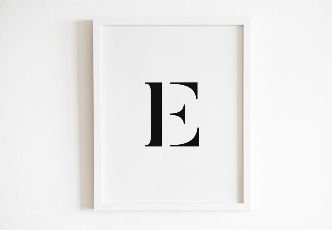 Letter E Modern Serif Monogram Initial Typography Wall Poster