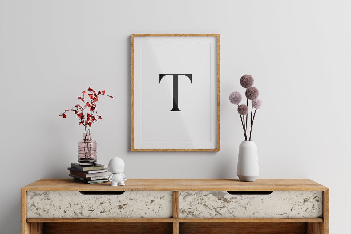Letter T Bold Serif Monogram Initial Alphabet Minimalist Poster - Image 3