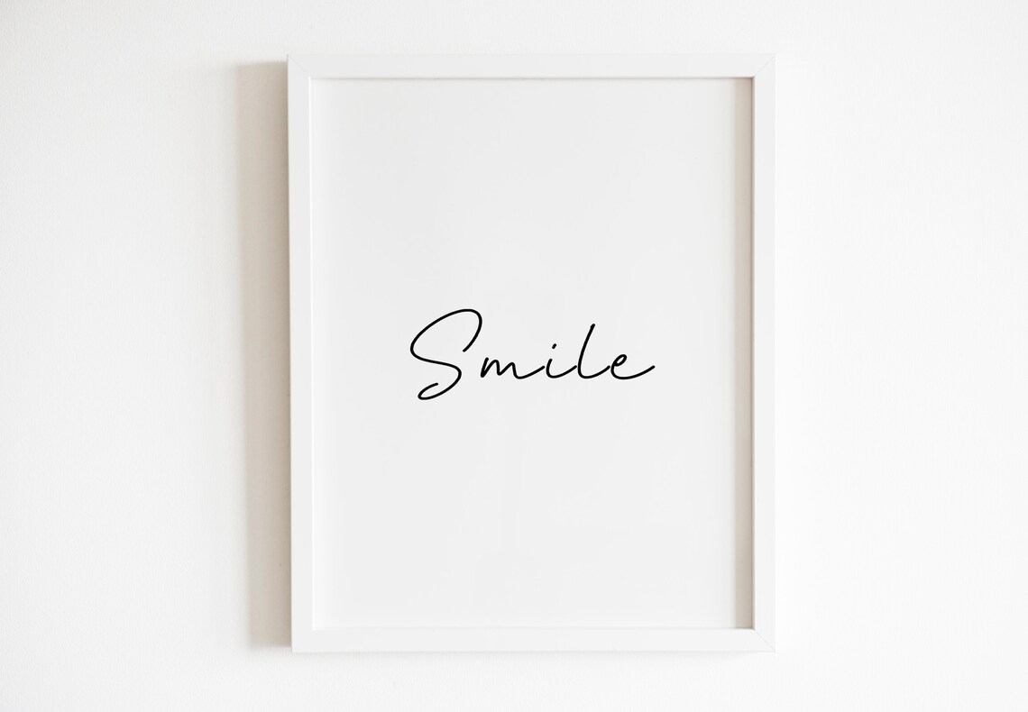Smile Elegant Script Minimalist Motivational Wall Decor Poster