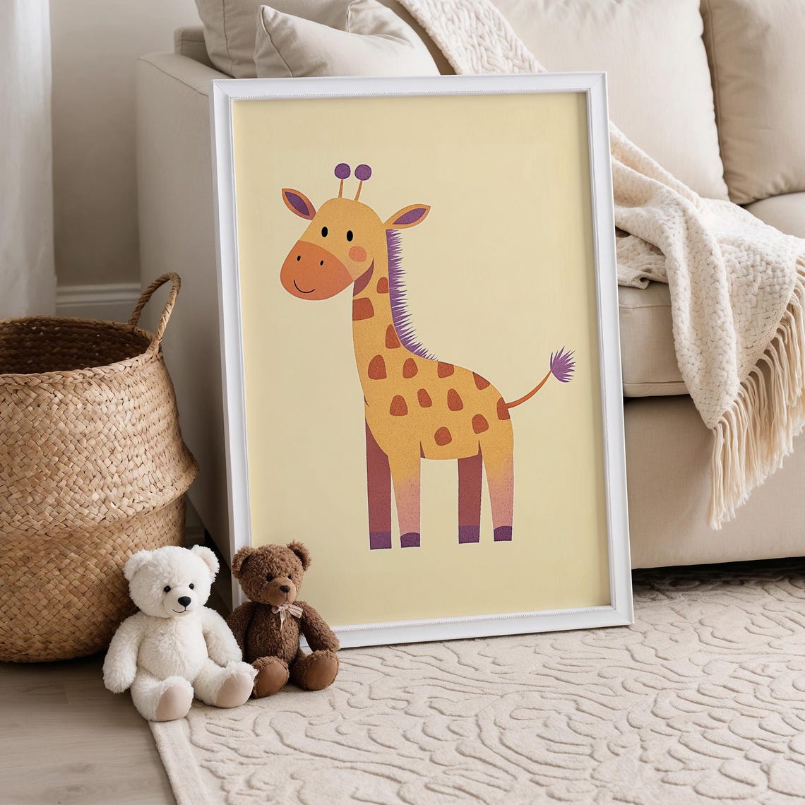 Cute Smiling Giraffe Nursery Animal Wall Decor Illustration Poster - Image 4