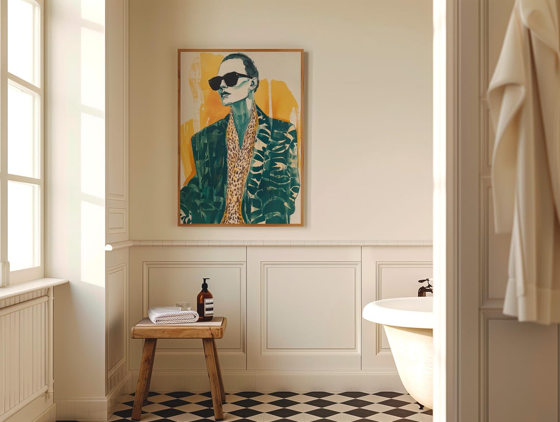 Chic Fashion Woman in Sunglasses and Leopard Patterned Blazer Poster - Image 4