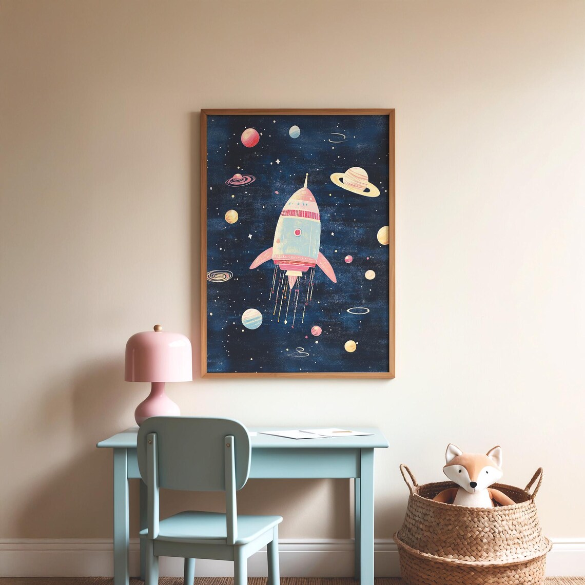 Space Rocket Poster, Nursery Kids Room Decor - Image 3