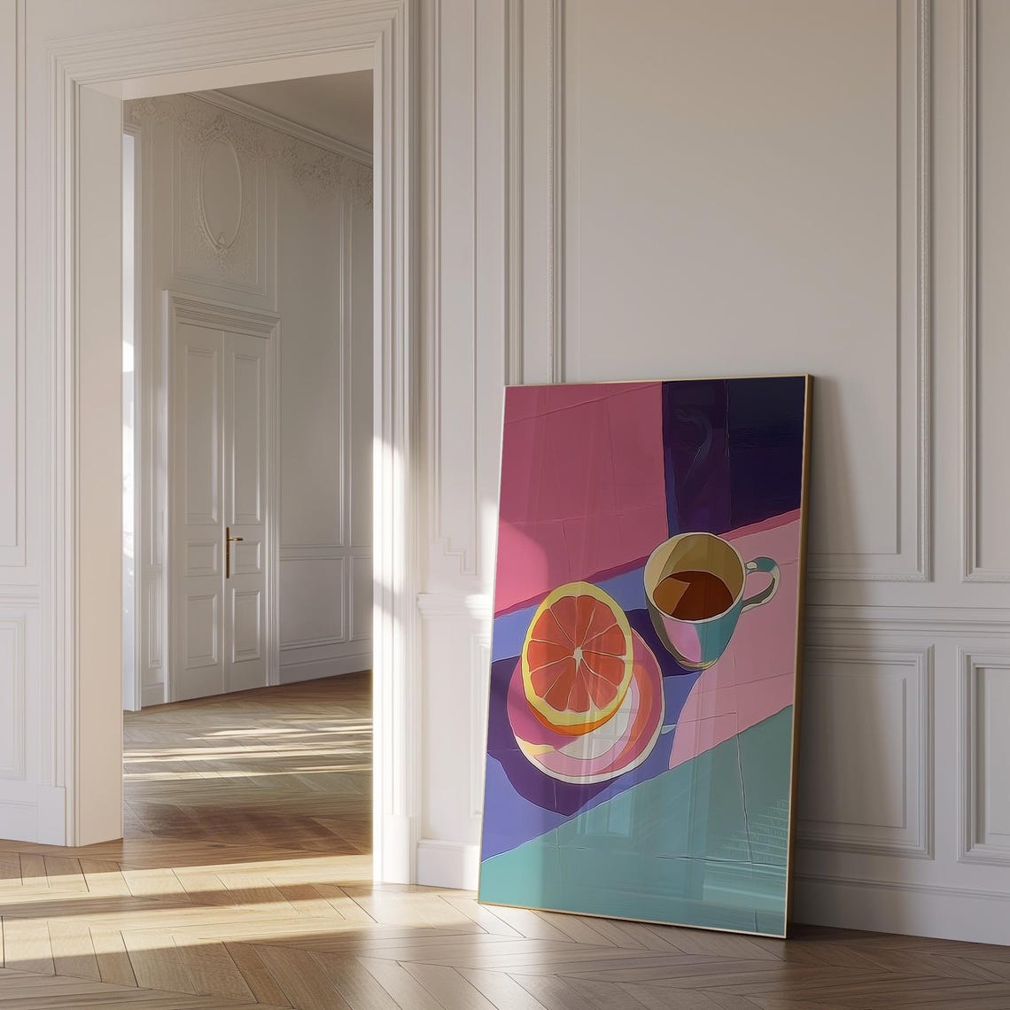 Coffee And Grapefruit Abstract Large Wall Art Contemporary Artwork Colorful Minimalist Print Coffee Lover Wall Art - Image 2