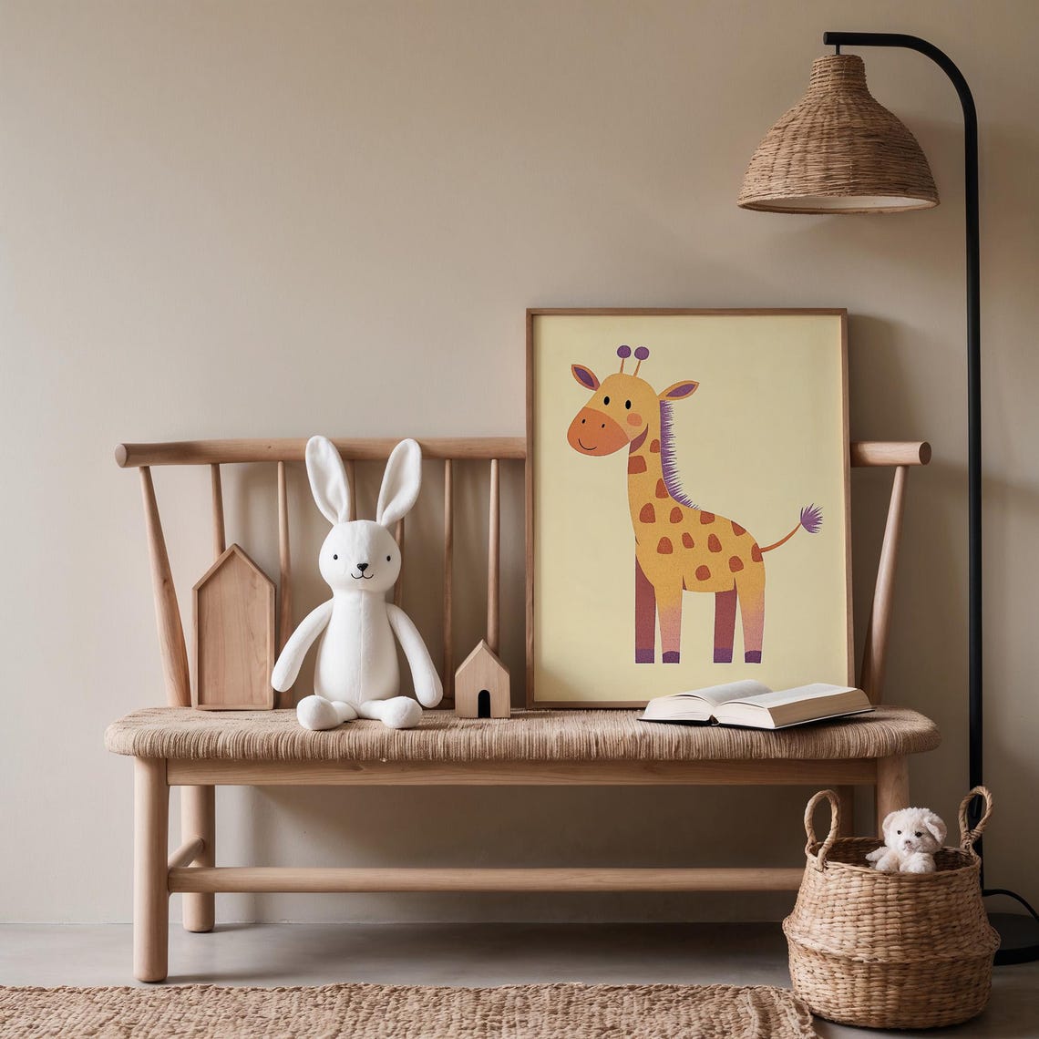 Cute Smiling Giraffe Nursery Animal Wall Decor Illustration Poster - Image 5