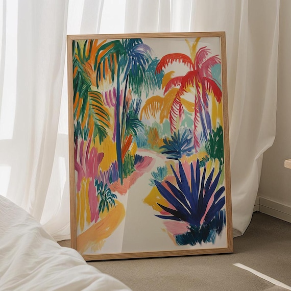 Colorful Fauvist Palm Tree Tropical Landscape Painting Poster