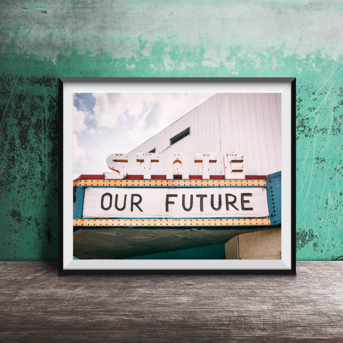 State Theater Our Future Vintage Marquee Sign Drive In Photo Poster