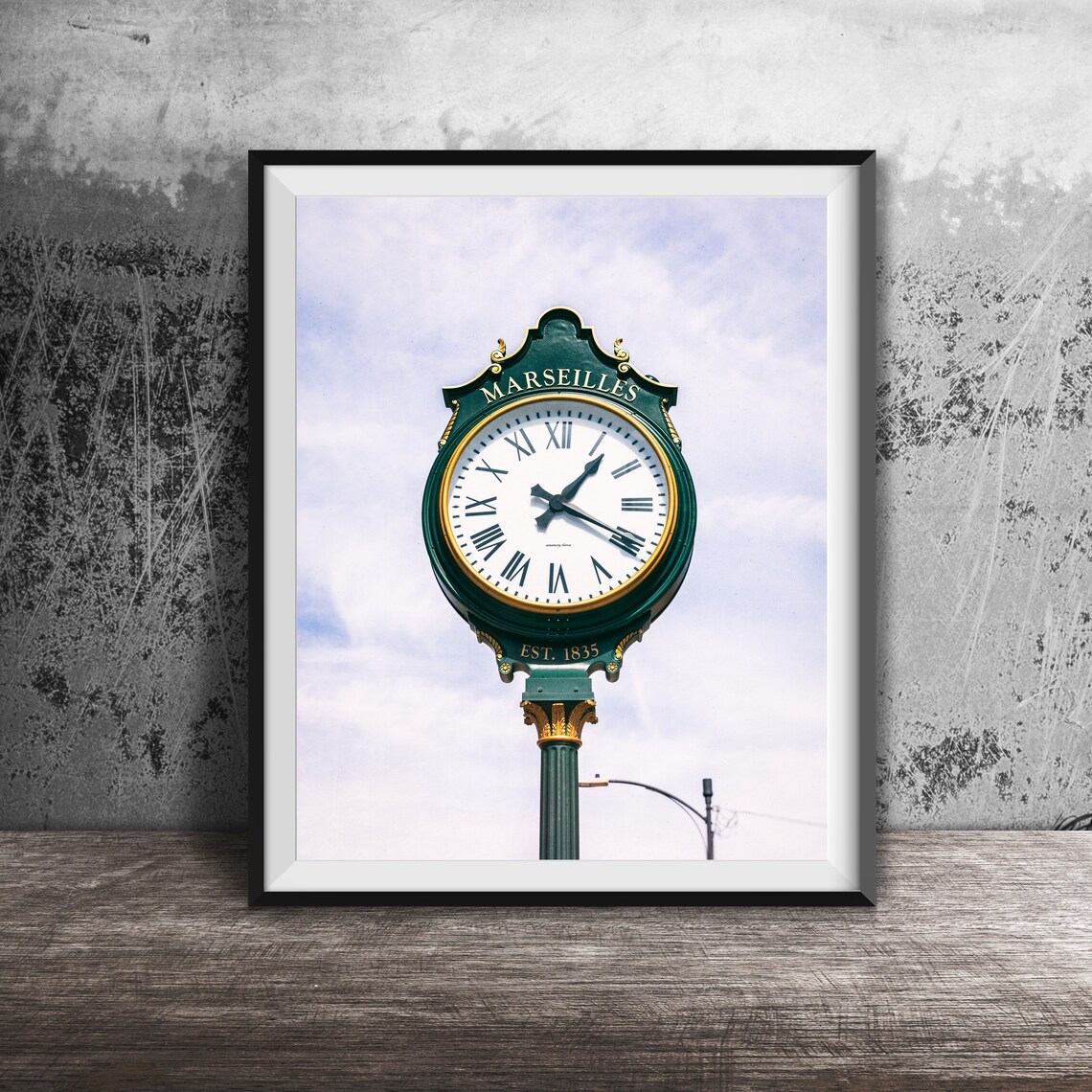 Marseilles Illinois Est. 1835 Street Clock Tower Photo Poster