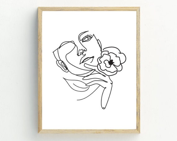 Abstract Woman Line Art Print, Black and White