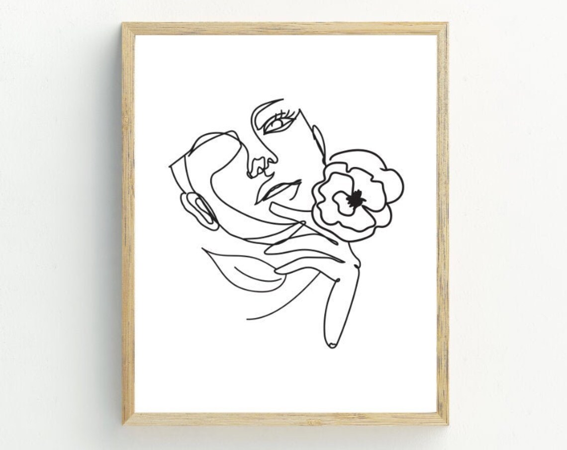 Abstract Woman Line Art Print, Black and White