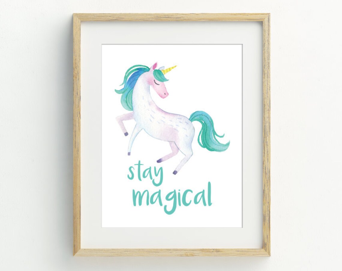 Unicorn Wall Art, Pink Nursery Decor Art Print