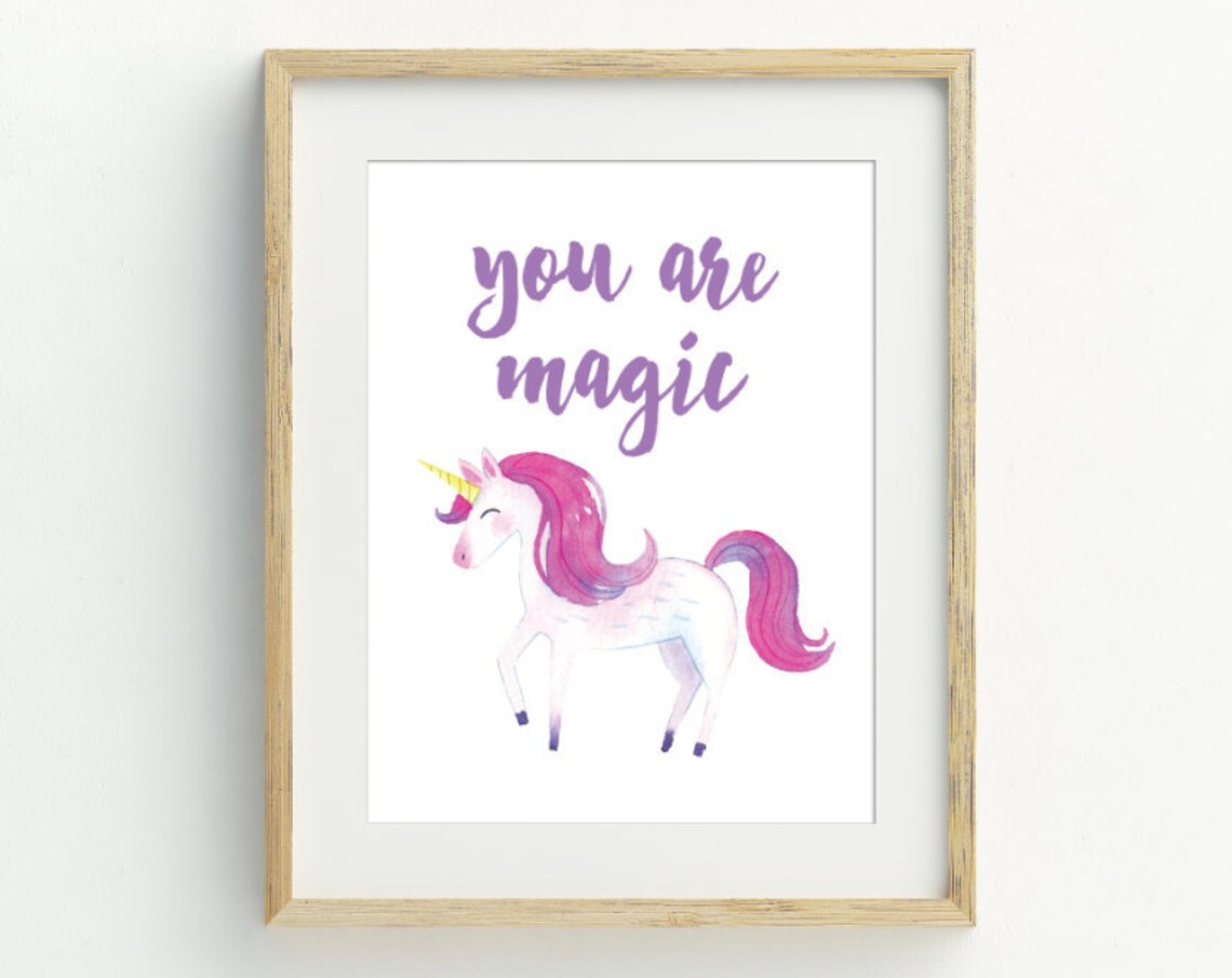 You Are Magic Unicorn Pink Nursery Inspirational Girls Room Wall Art Print