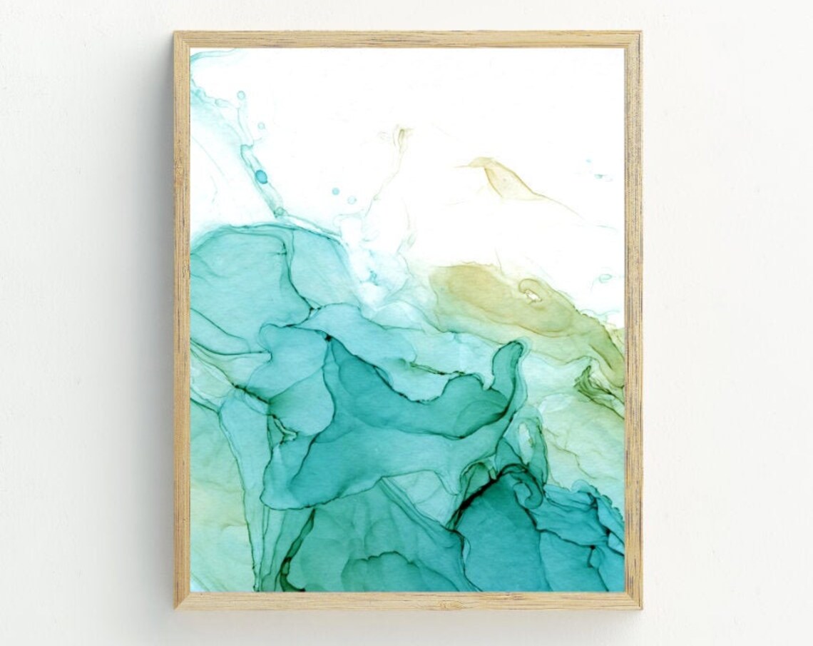 Teal Green Abstract Watercolor Art Print