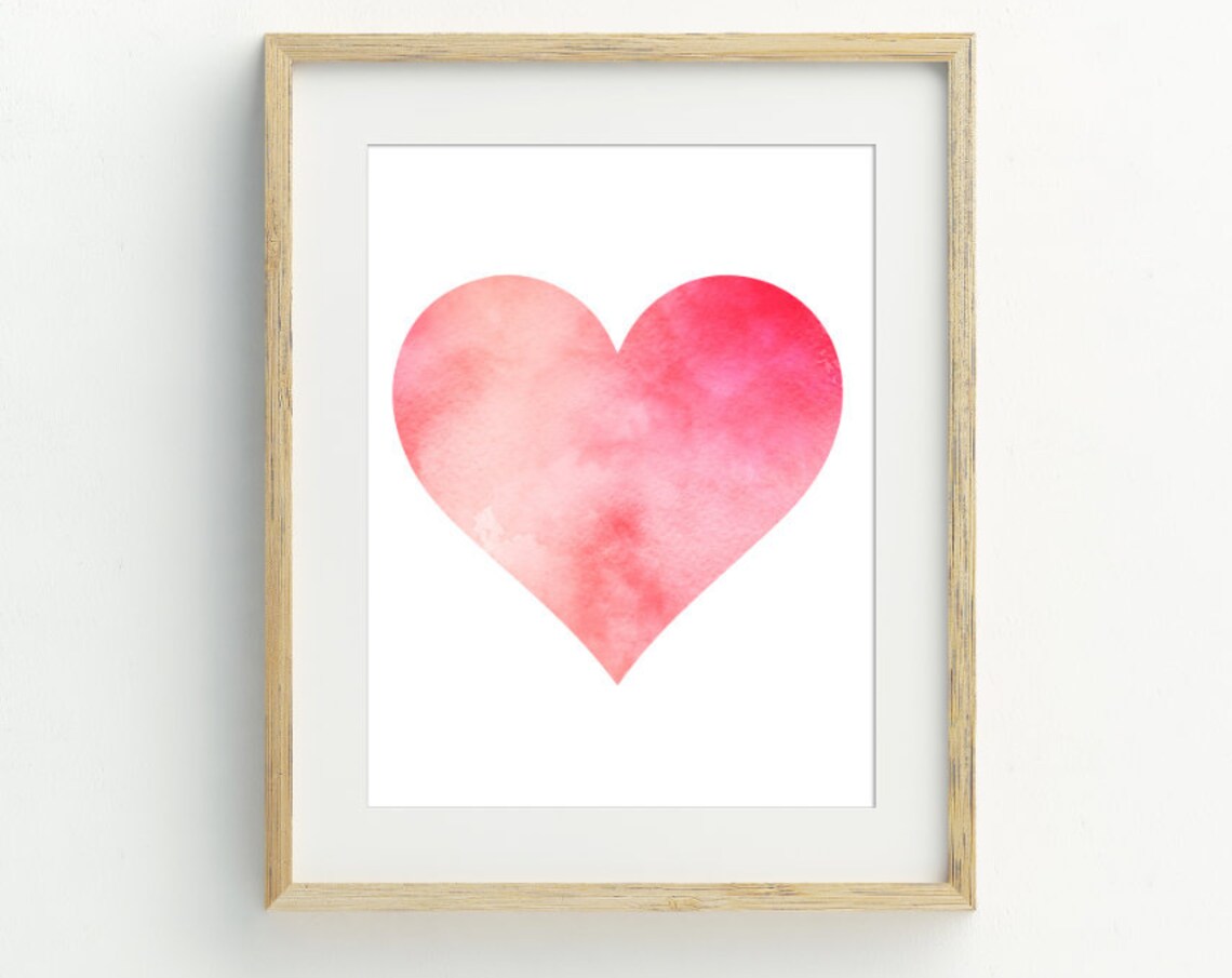 Watercolor Heart Art Print, Valentine's Day Decor