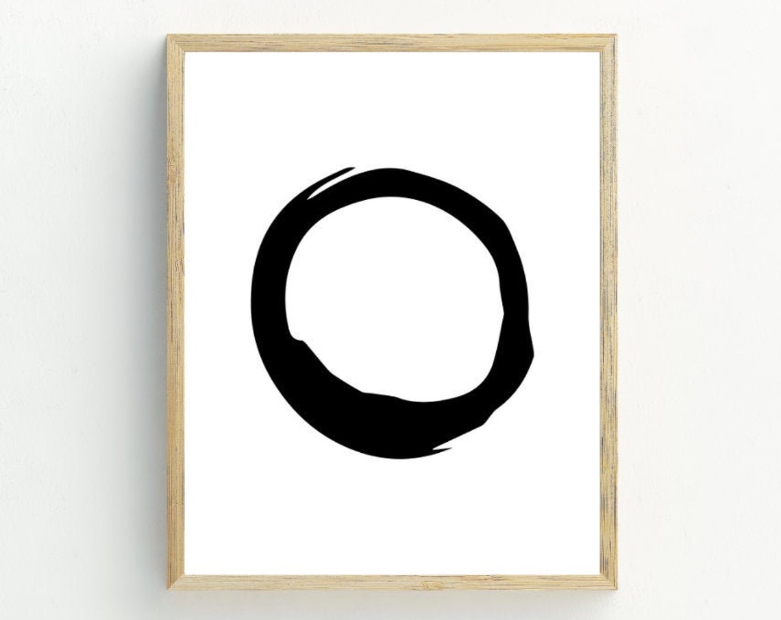 Black Enso Circle Zen Brushstroke Minimalist Japanese Abstract Poster