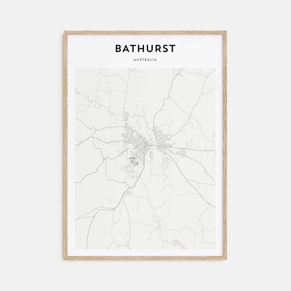 Bathurst, Australia Minimalist City Street Map Fine Line Art Poster